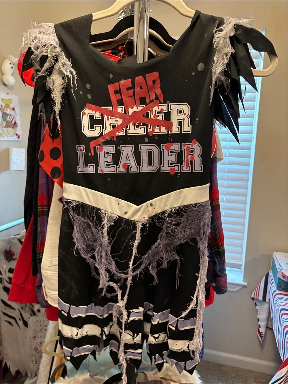 Girls Black 'Fear Leader' Graphic Cheer Dress - Halloween, Party, Dress-up (S)